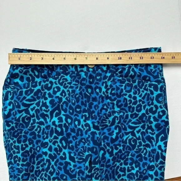 Lilly Pulitzer Cotton Kelly Ankle Pants Turquoise‎ Blue Cheetah Print Size 6 - Picture 7 of 10